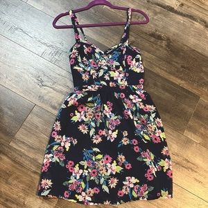 Navy floral built in bra dress.